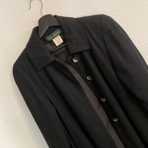 Harve Benard Black Women’s Trench Coat sz 12 Wool & Viscose